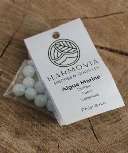 Perles Aigue Marine 8mm sur fil 40cm, 1 part